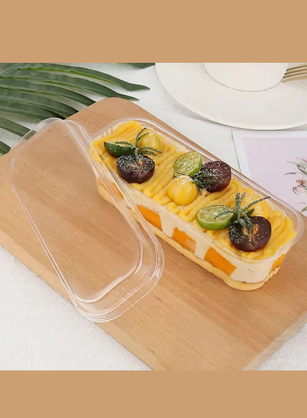 Rectangle PVC Dessert Containers with Lid – Clear, Food-Grade Packaging for Cakes, Tiramisu, Pastries & Takeaway Desserts (SB-Z599)  (MOQ 100 PCS)   (AD)