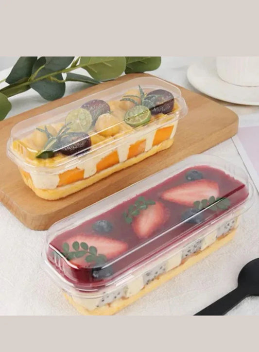 Rectangle PVC Dessert Containers with Lid – Clear, Food-Grade Packaging for Cakes, Tiramisu, Pastries & Takeaway Desserts (SB-Z599)  (MOQ 100 PCS)   (AD)
