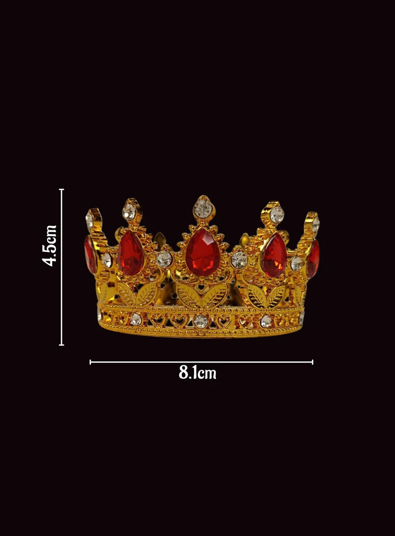 Golden Floral Crown -Red Gem-Small Topper SBMT-CR-ND-54-5-R-S) (MOQ 12 PCS) (OE)