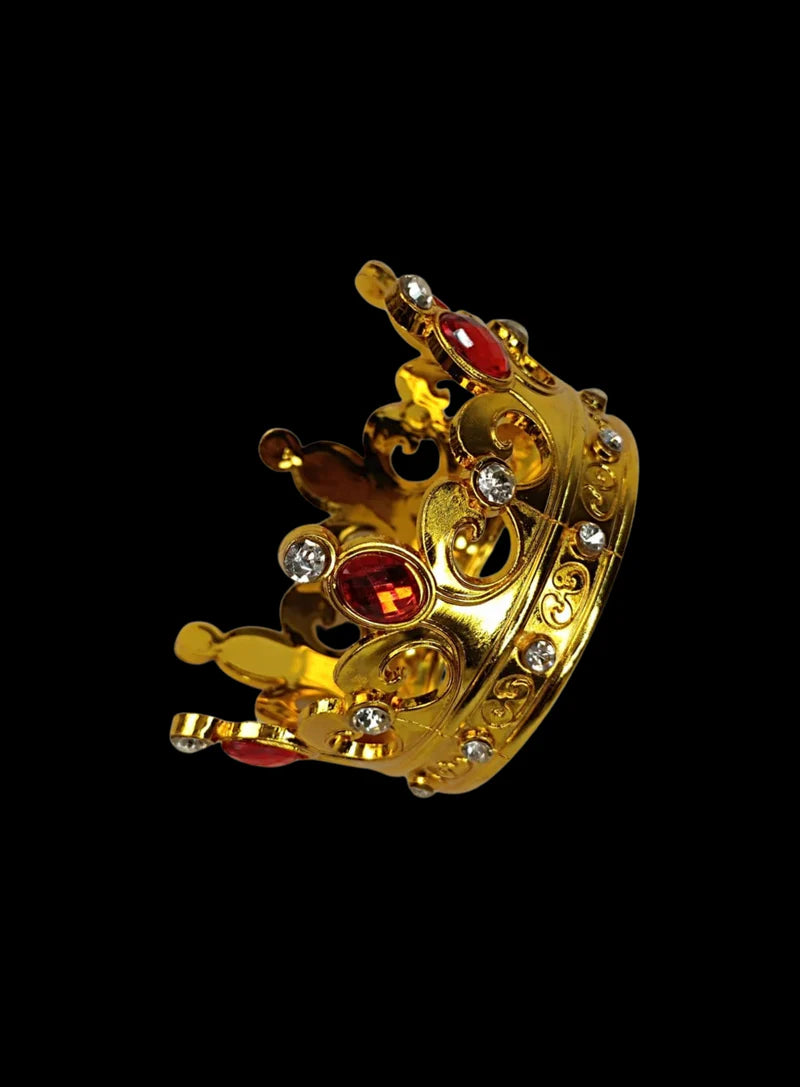 Royal Gold Plastic Crown with Red Jewels Cake Topper (SBMT-CR-ND-54-2-R) (MOQ 12 PCS) (OD)