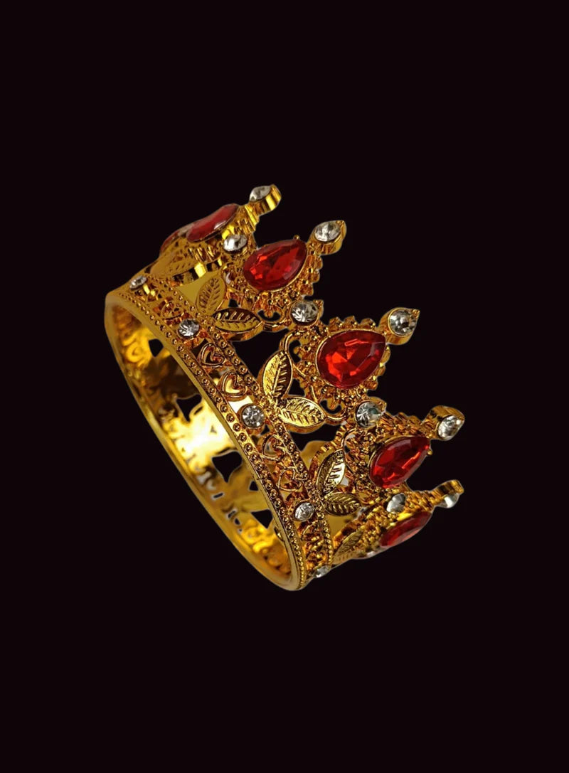 Golden Floral Crown -Red Gem-Small Topper SBMT-CR-ND-54-5-R-S) (MOQ 12 PCS) (OE)