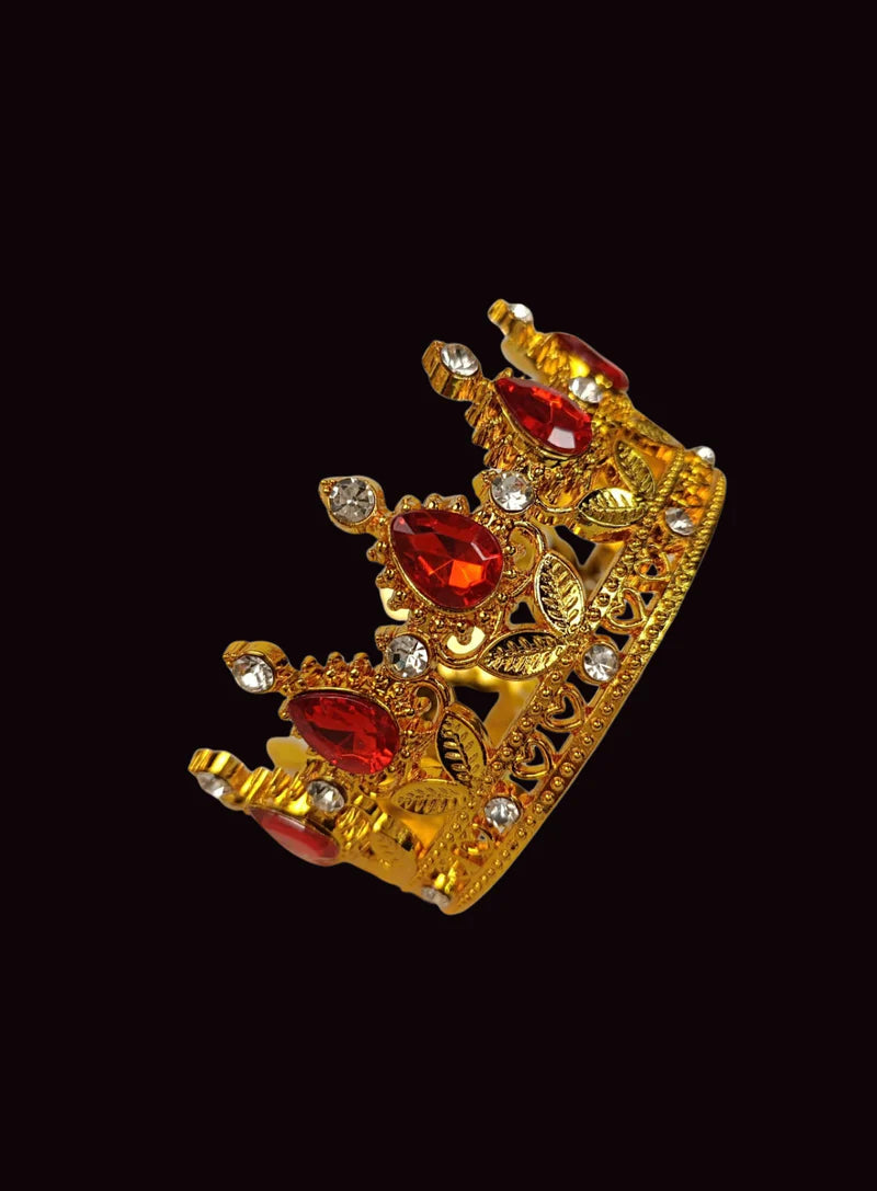 Golden Floral Crown -Red Gem-Small Topper SBMT-CR-ND-54-5-R-S) (MOQ 12 PCS) (OE)