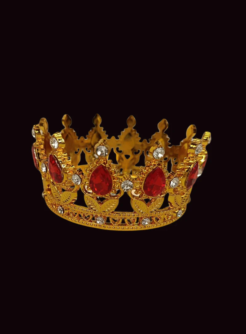Golden Floral Crown -Red Gem-Small Topper SBMT-CR-ND-54-5-R-S) (MOQ 12 PCS) (OE)