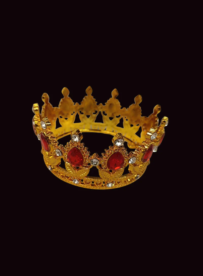 Golden Floral Crown -Red Gem-Small Topper SBMT-CR-ND-54-5-R-S) (MOQ 12 PCS) (OE)