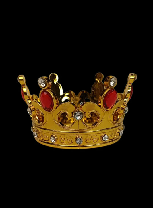 Royal Gold Plastic Crown with Red Jewels Cake Topper (SBMT-CR-ND-54-2-R) (MOQ 12 PCS) (OD)