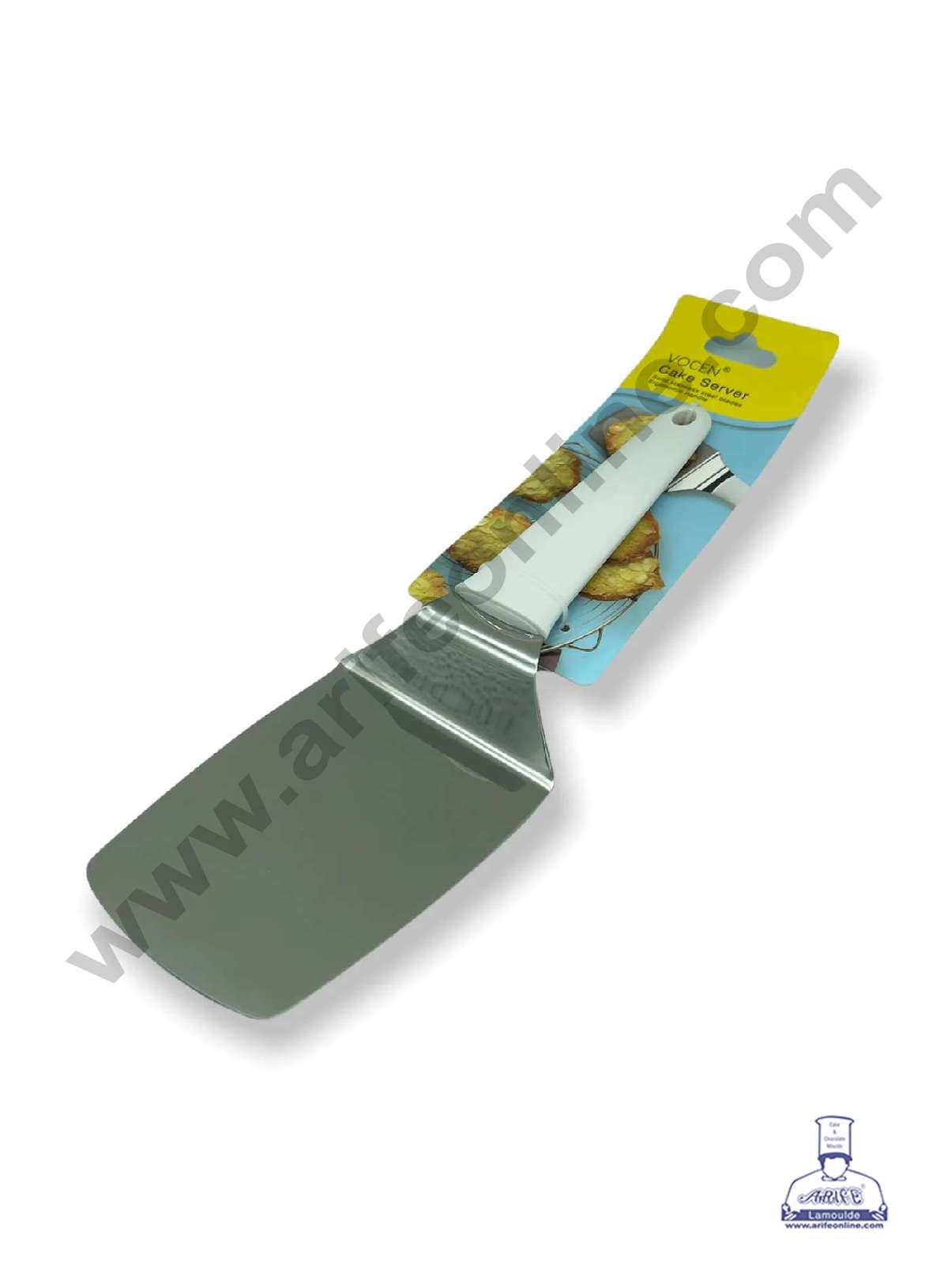 White Handle Rectangular Cake Lifter Cooking Spatula, Pie Shovel, Pizza Spatula (MOQ 12 PCS)
