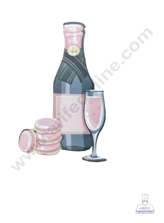 Edible Theme Topper Pre Cut Wafer Paper High Quality - Wine Bottle Pink - SB-WPC-3102 (MOQ 12 PCS)