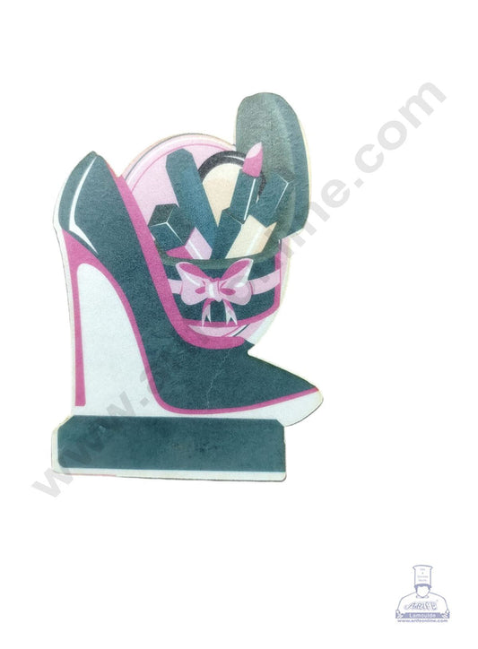 Edible Theme Topper Pre Cut Wafer Paper High Quality -  Lady Shoe With Make Up - ( 1 pc Pack ) SB-WPC-3111  (MOQ 12 PCS)