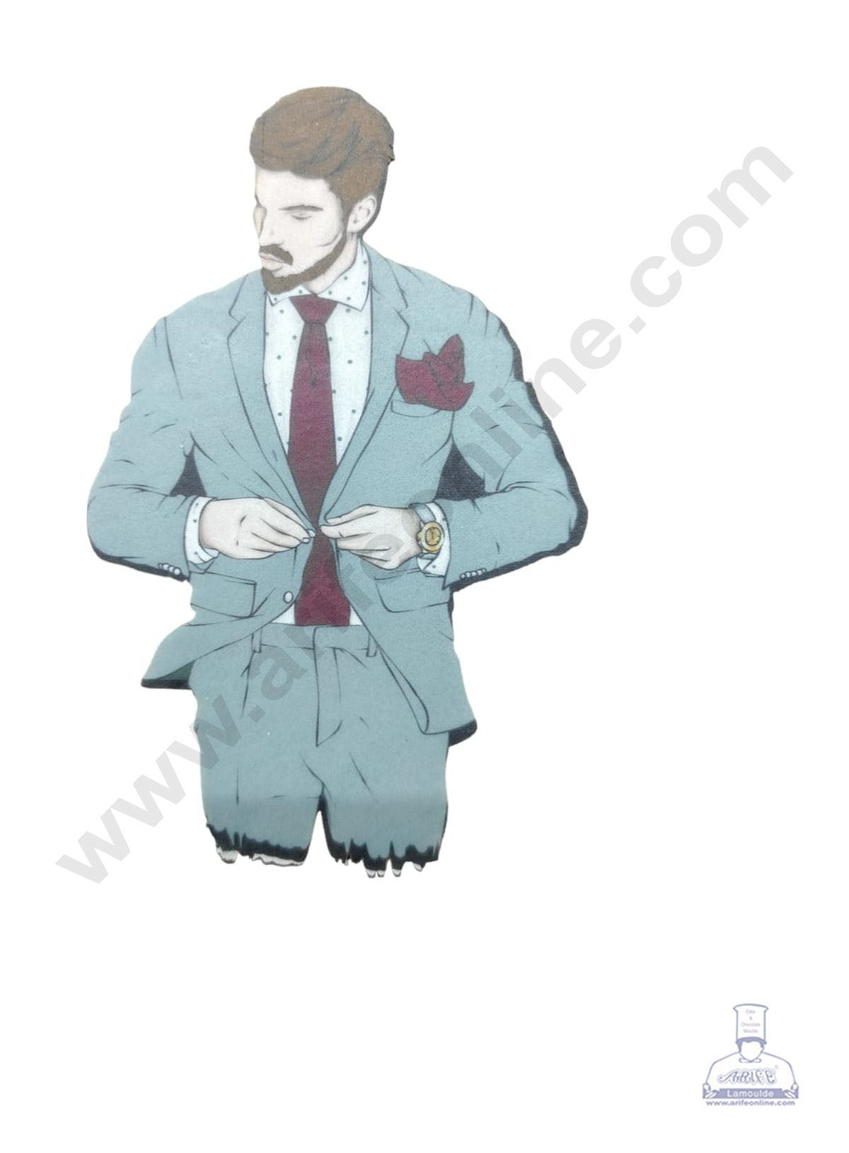Edible Theme Topper Pre Cut Wafer Paper High Quality -  Man In Grey Suit -  SB-WPC-3113 (MOQ 12 PCS)
