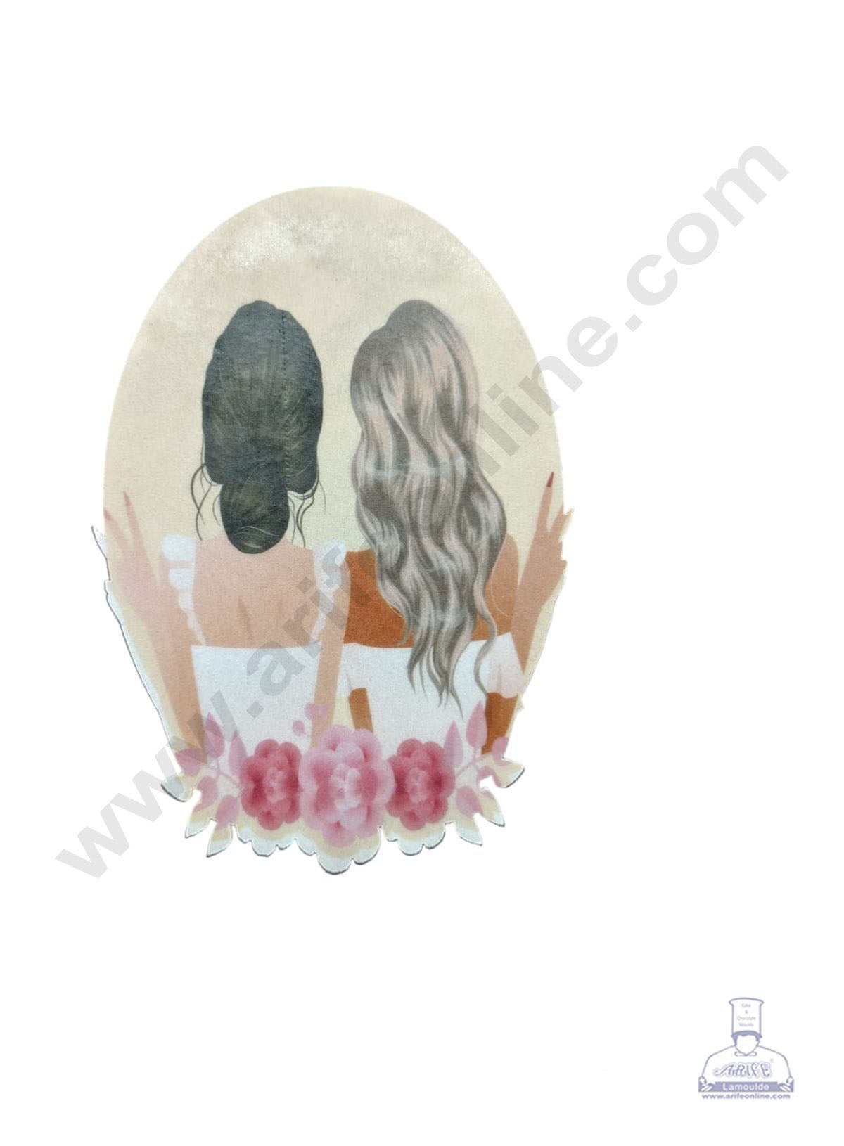 Edible Theme Topper Pre Cut Wafer Paper High Quality -  Best Friends Back Posing - ( 1 pc Pack ) SB-WPC-3115  (MOQ 12 PCS)