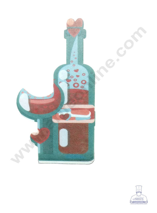 Edible Theme Topper Pre Cut Wafer Paper High Quality -  Wine Bottle WIth Glass - ( 1 pc Pack ) SB-WPC-3117  (MOQ 12 PCS)