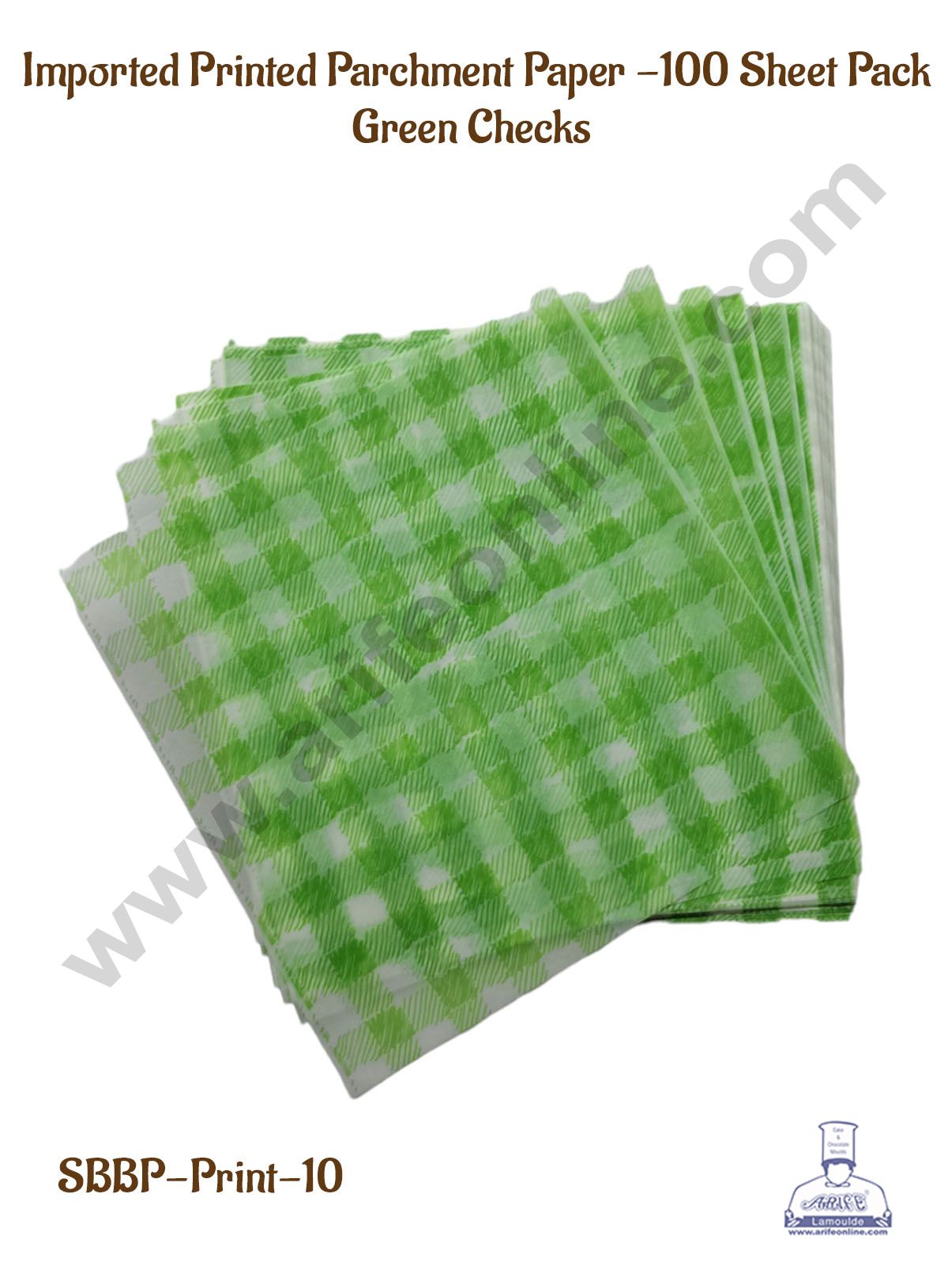 Imported Printed Parchment Paper | Bento Box Liner | Grease Proof Paper | Wrap Paper - Big Green Checks/Plaid Print (100 Sheets) (MOQ 20 PCKT)