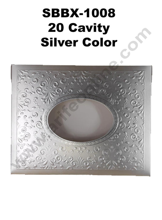 Cake Decor Silver Color 20 Cavity Window Cardboard Paper Chocolate Boxes Candy Boxes (Pack of 10pcs)