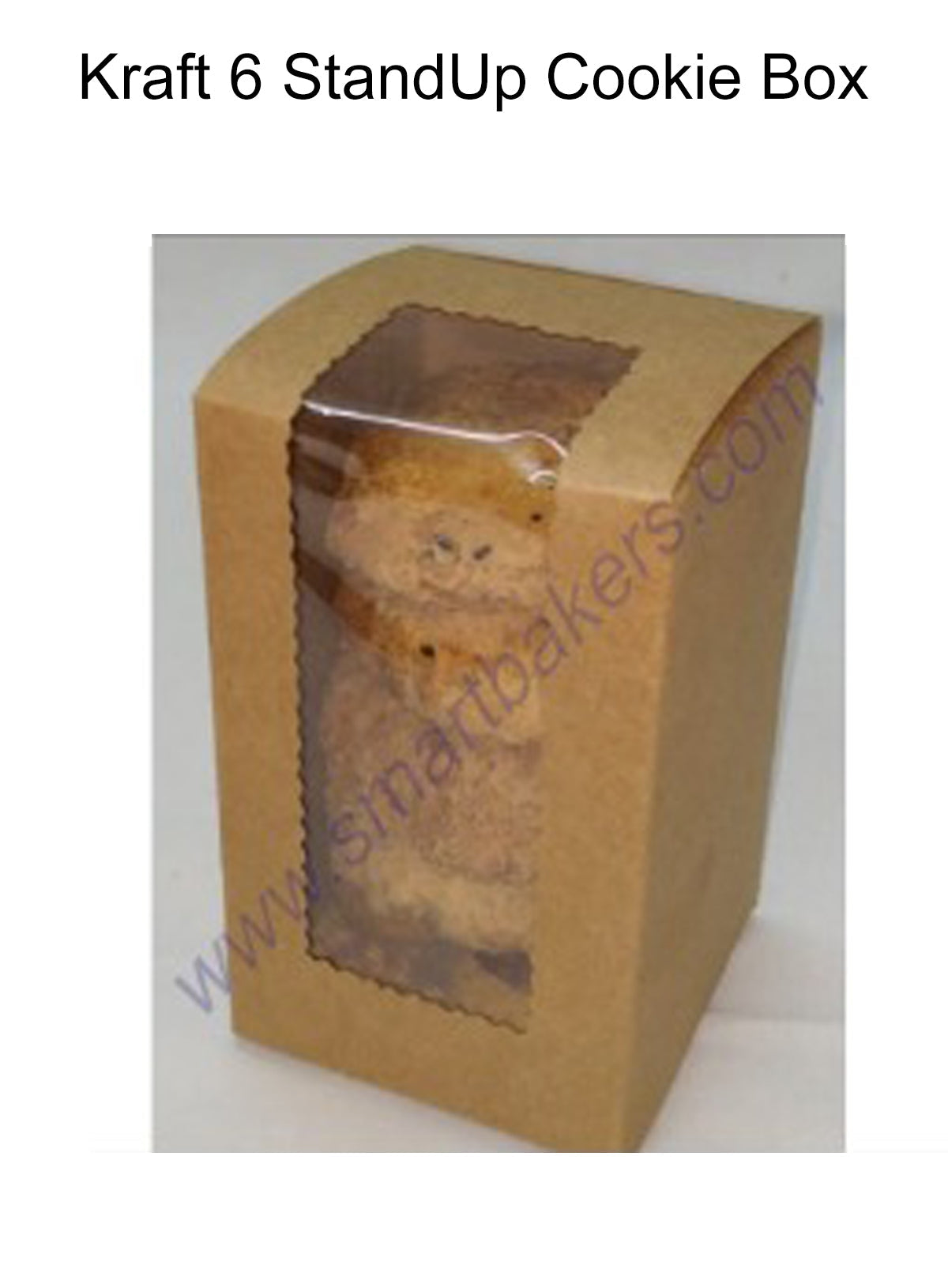 Cake Decor Kraft Standup 6 Cookie Boxes with Clear Window, Cupcake Carriers, 10 Pc Pack