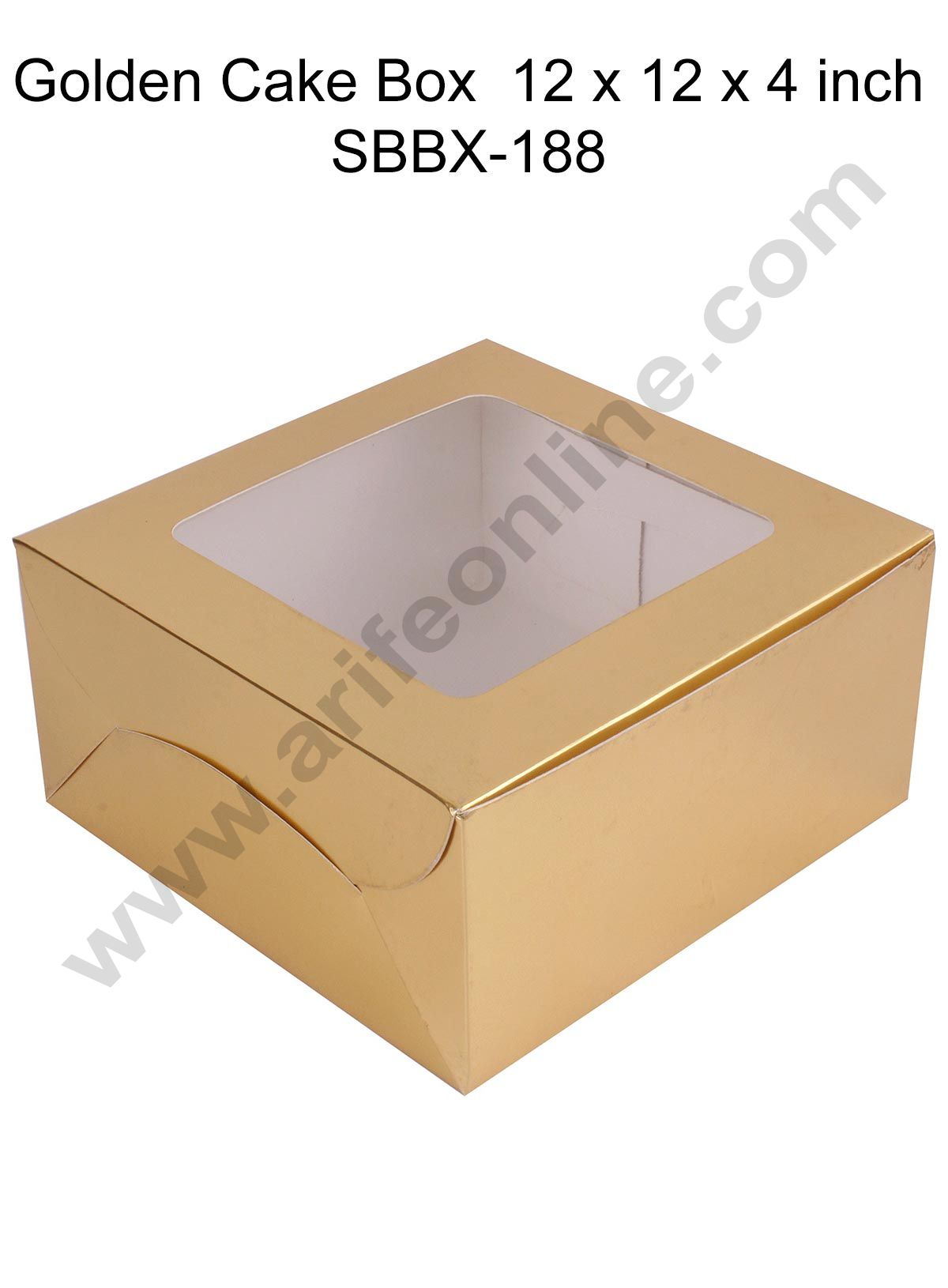 2kg Golden Cake Box Packaging with Clear Display Window 12x12x4 Inch (Pack of 5pcs) (MOQ 20 PACK)