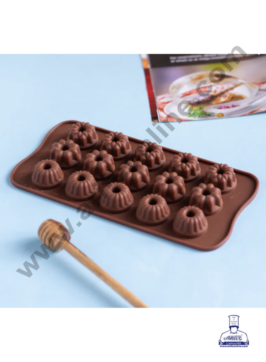 15-Cavity Donut Shape Silicone Brown chocolate Moulds  (MOQ 12 PCS)