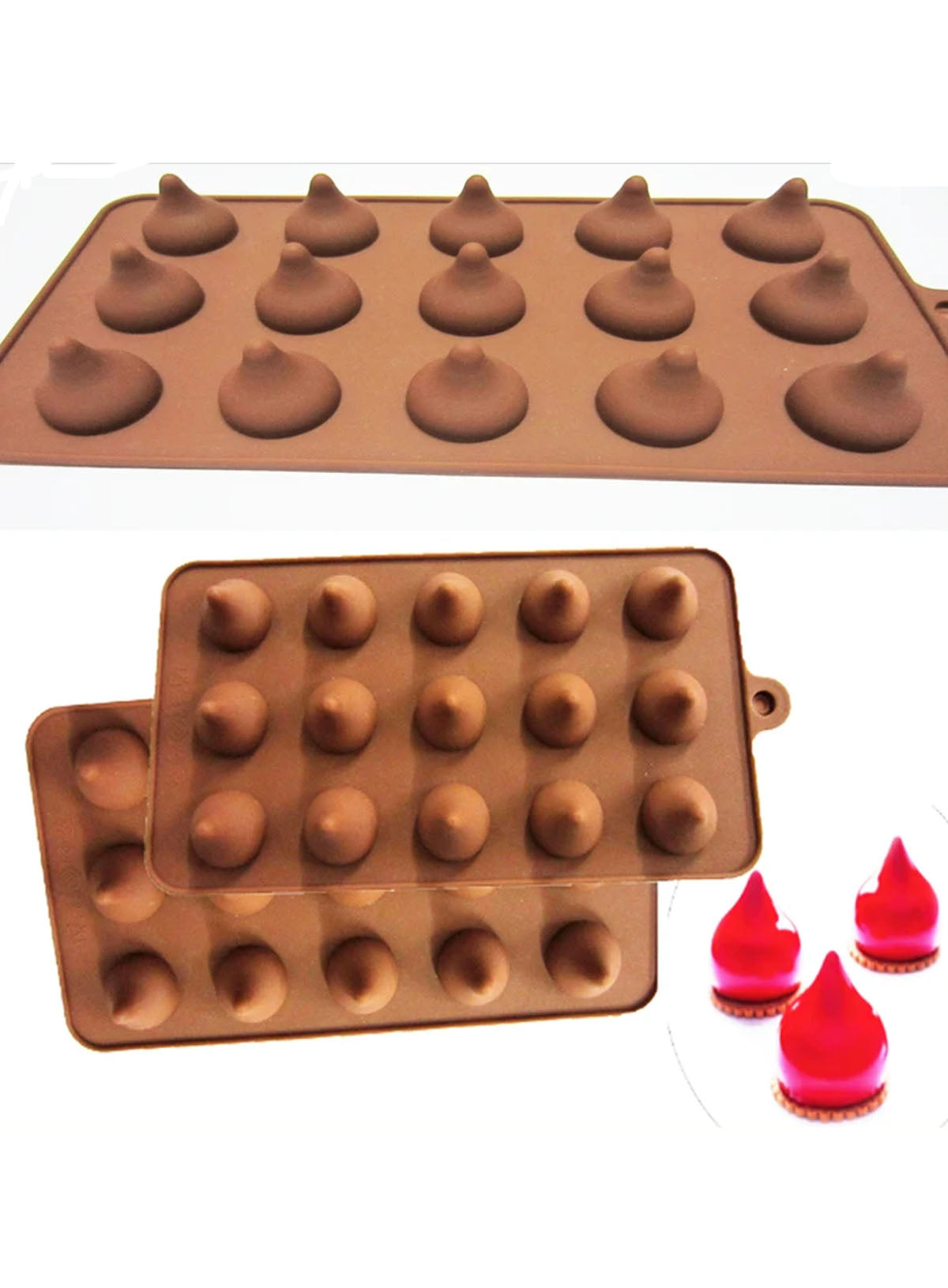 New Small Modak Shape 15 in 1 Chocolate Mould, Silicone Molds for Chocolate, Chocolate Silicone Moulds, Silicon Brown Chocolate Moulds for Ganesh Chaturti Festivals  (MOQ 12 PCS)
