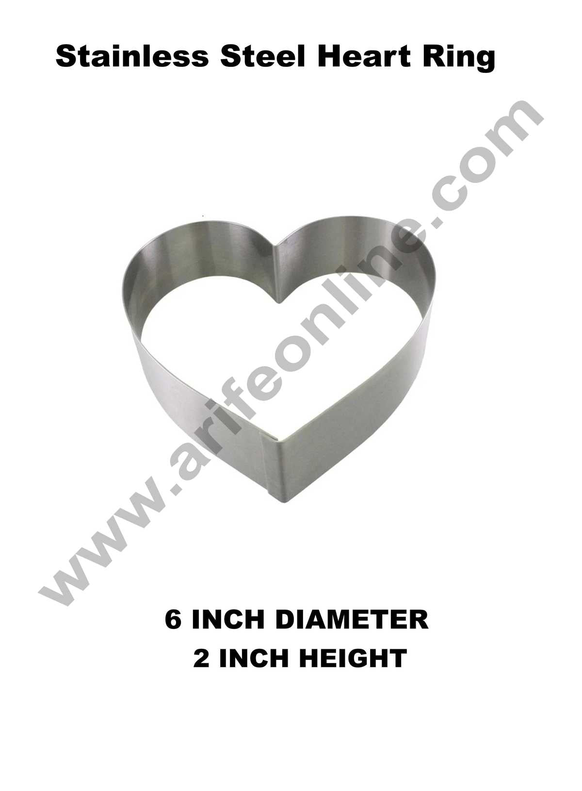 Cake Decor Heart Cake Ring Stainless Steel Cutter Heavy Ring (6 inch Diameter X 2 inch Height )