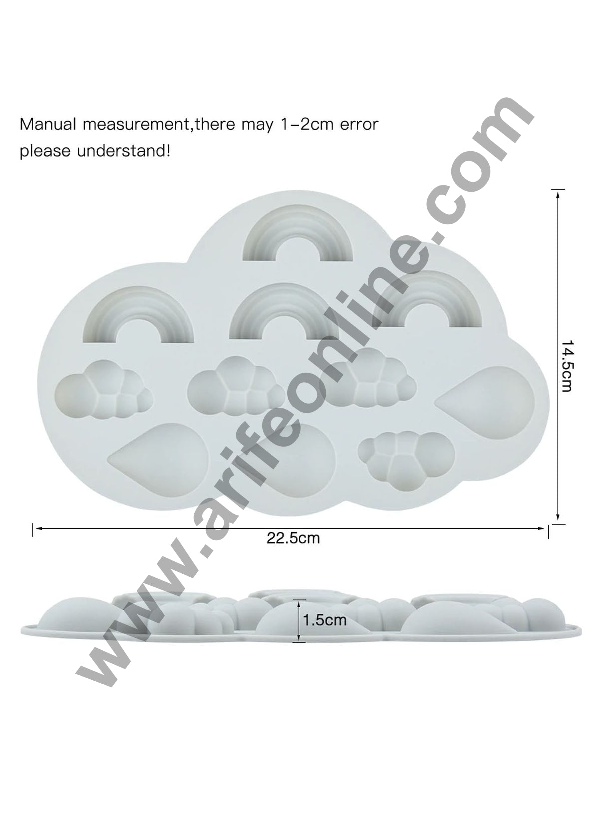Cake Decor 11 Cavity Chocolate Mould Silicone Rainbow Cloud and Drop Silicon Jelly Candy Mould
