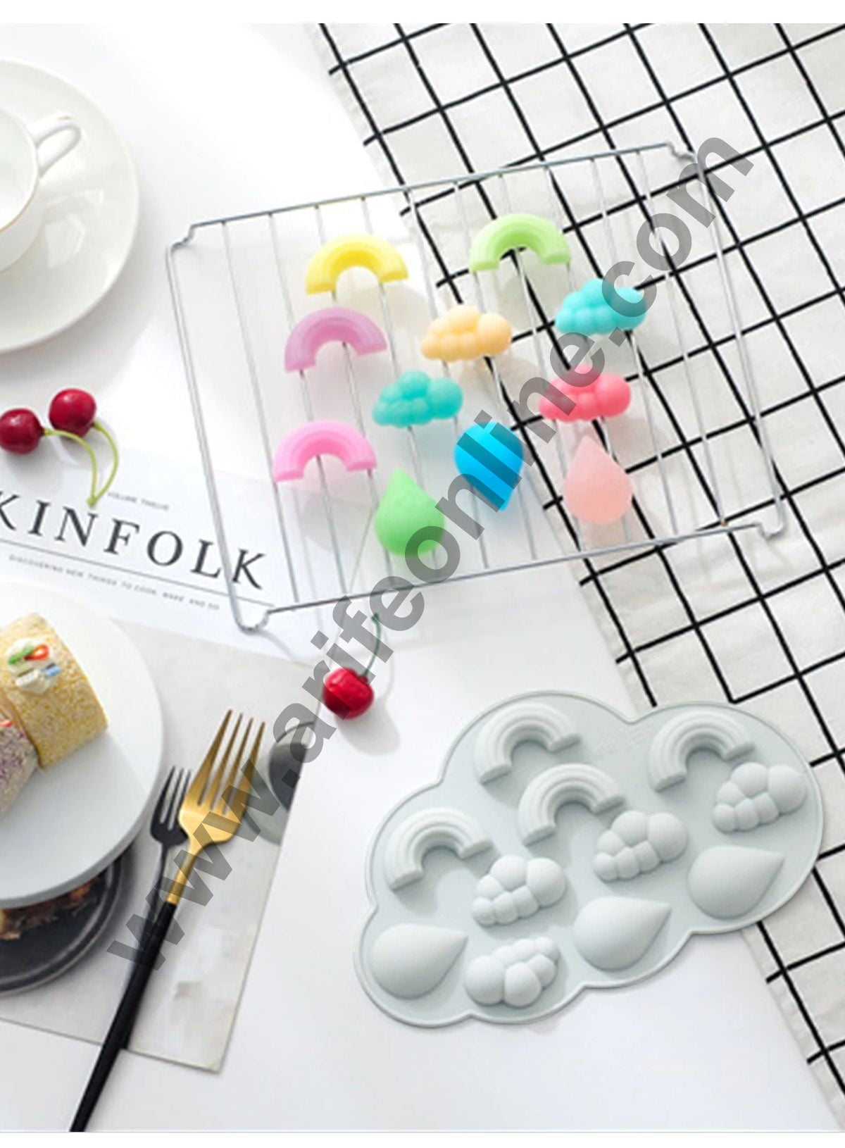 Cake Decor 11 Cavity Chocolate Mould Silicone Rainbow Cloud and Drop Silicon Jelly Candy Mould