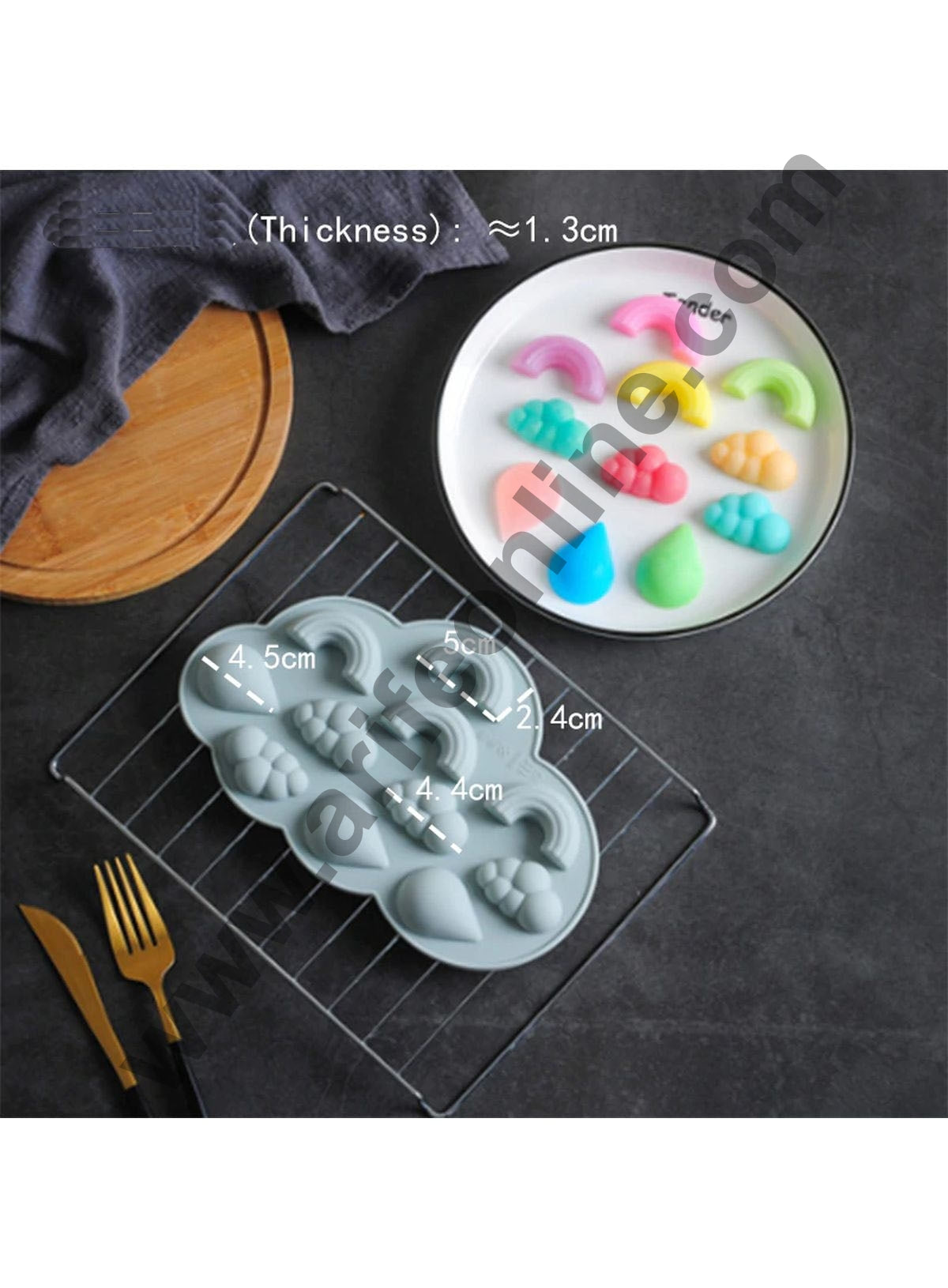 Cake Decor 11 Cavity Chocolate Mould Silicone Rainbow Cloud and Drop Silicon Jelly Candy Mould