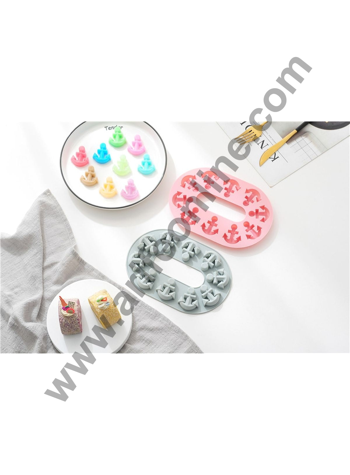 Cake Decor 10 Cavity Silicone Chocolate Mould Anchor Shape Silicon Jelly Candy Mould