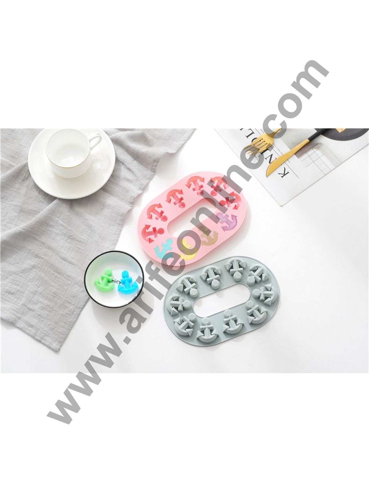Cake Decor 10 Cavity Silicone Chocolate Mould Anchor Shape Silicon Jelly Candy Mould