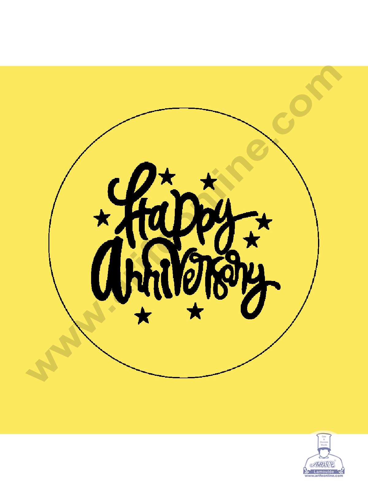 Acrylic Happy Anniversary with Stars Coin Topper for Cake and Cupcakes ( SBMT-Coin-048 )  (MOQ 12 PCS)