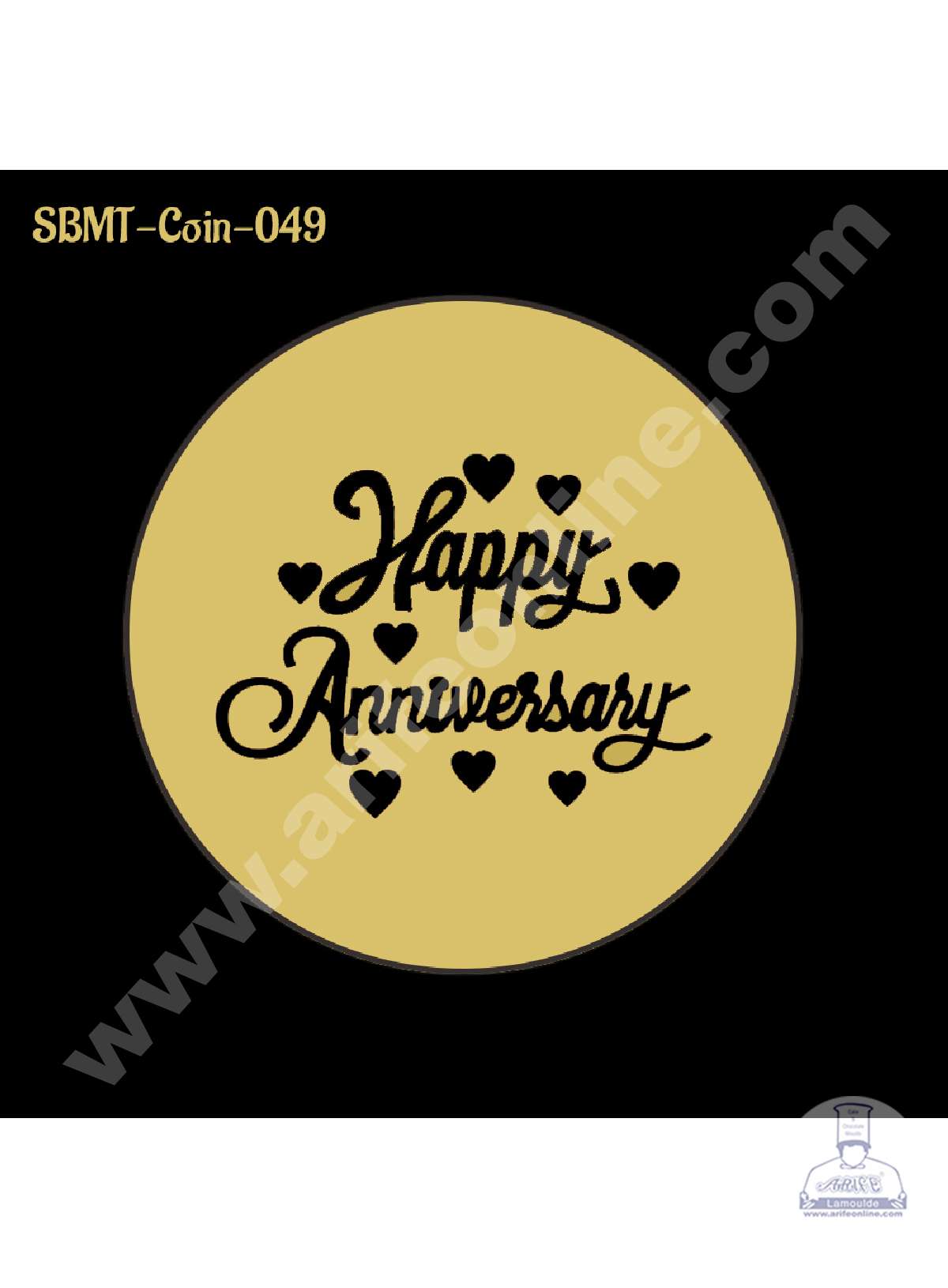 Acrylic Happy Anniversary Coin Topper for Cake and Cupcakes ( SBMT-Coin-049 )  (MOQ 12 PCS)