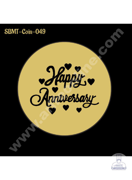 Acrylic Happy Anniversary Coin Topper for Cake and Cupcakes ( SBMT-Coin-049 )  (MOQ 12 PCS)