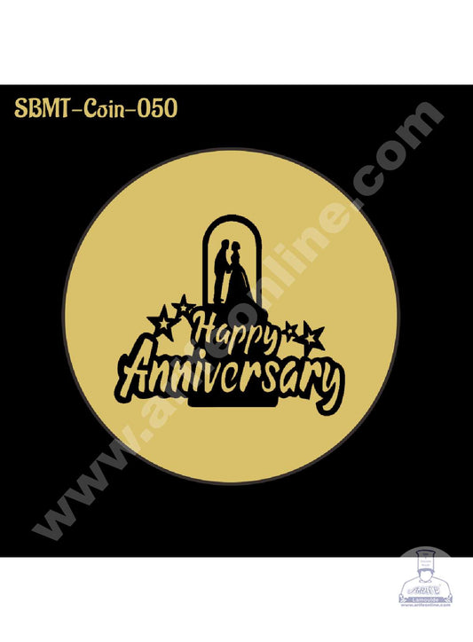 Acrylic Happy Anniversary Coin Topper for Cake and Cupcakes ( SBMT-Coin-050 )  (MOQ 12 PCS)