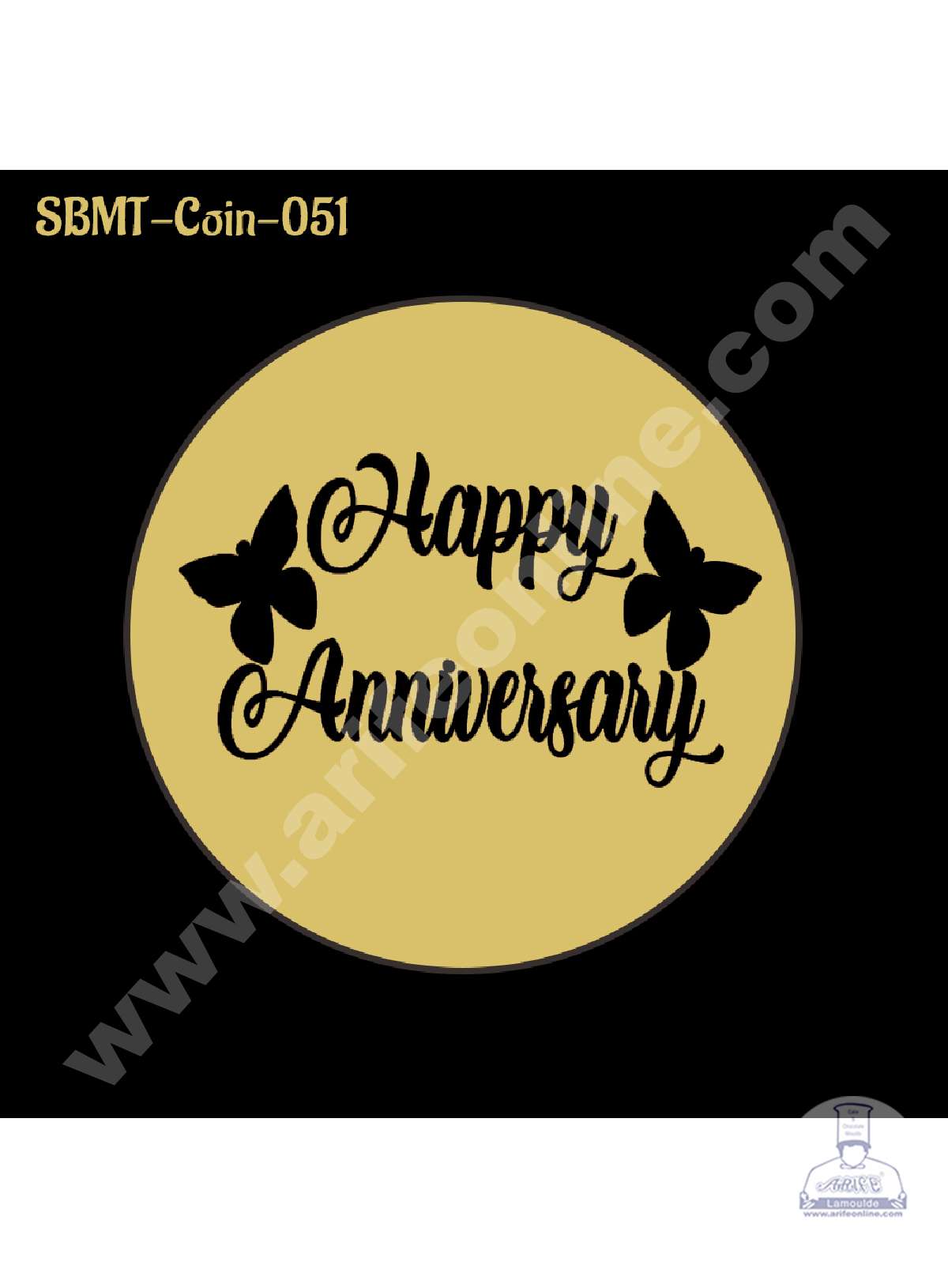 Acrylic Happy Anniversary Coin Topper for Cake and Cupcakes ( SBMT-Coin-051 ) (MOQ 12 PCS)