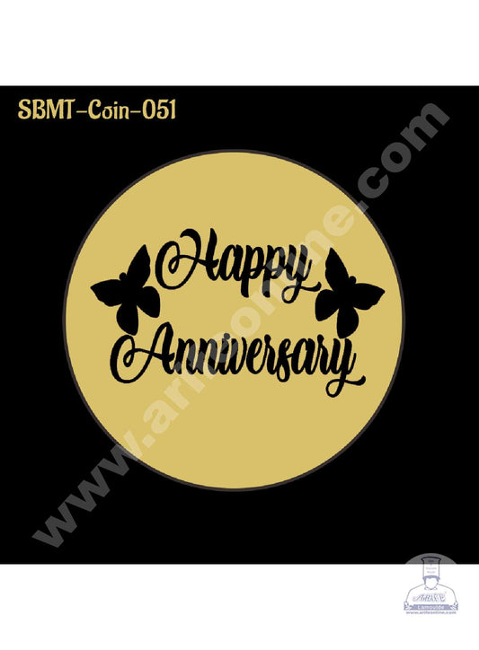 Acrylic Happy Anniversary Coin Topper for Cake and Cupcakes ( SBMT-Coin-051 ) (MOQ 12 PCS)