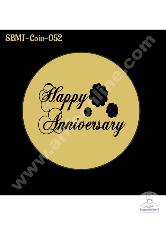 Acrylic Happy Anniversary Coin Topper for Cake and Cupcakes ( SBMT-Coin-052 ) (MOQ 12 PCS)