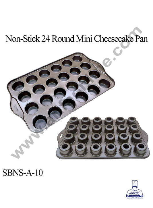 24 Cavity Round Non Stick Mini Cheesecake Pan | Aluminium Mould (SBNS-A-10) (MOQ 12 PCS) (FDD)