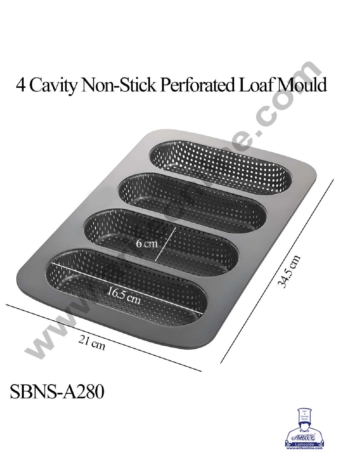 PERFORATED LOAF MOULD 4 CAVITY SBNS-A280 (MOQ 12 PCS) (RDD)