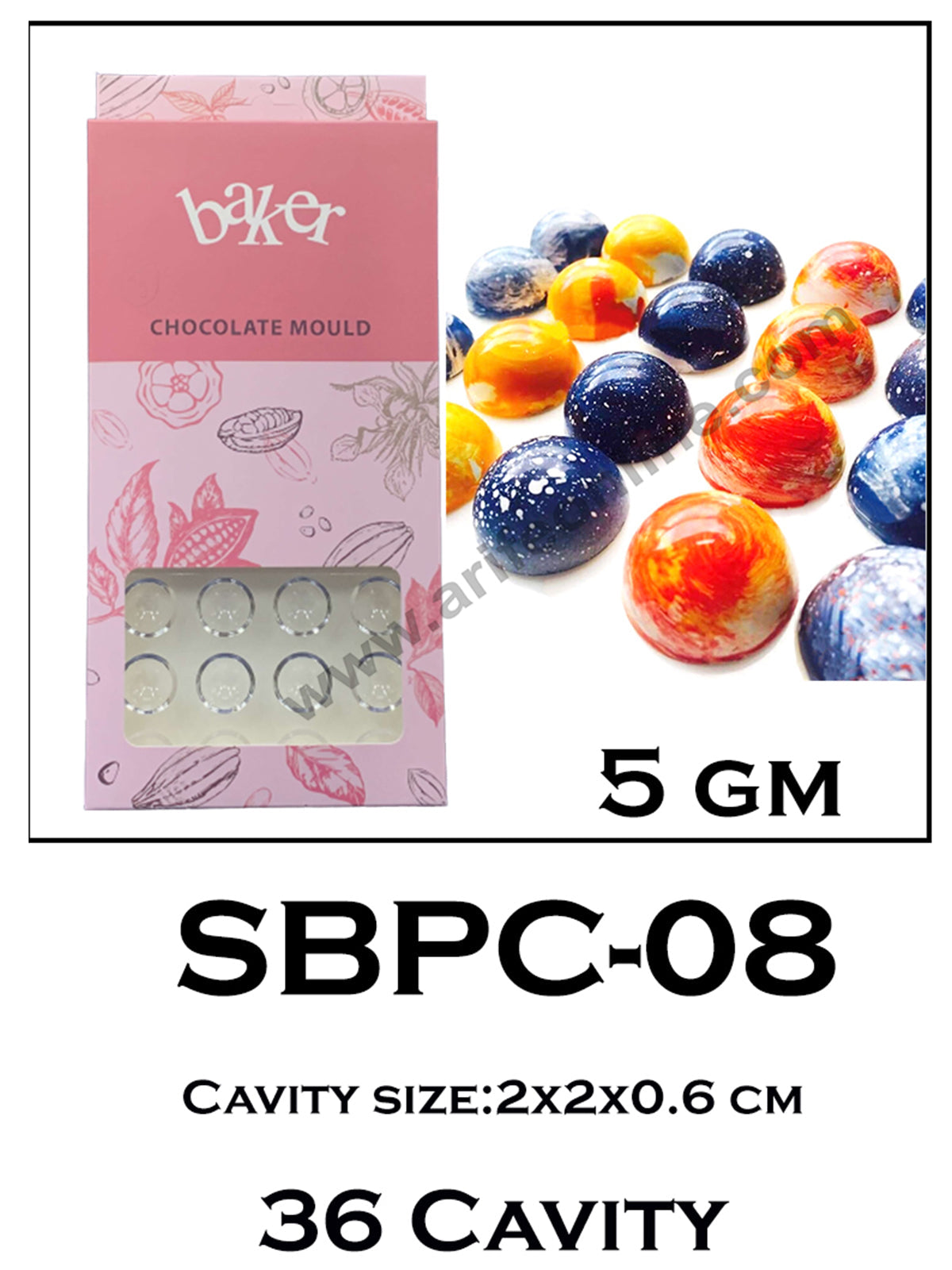 Cake Decor 36 Cavity Polycarbonate Chocolate Mould SBPC-08
