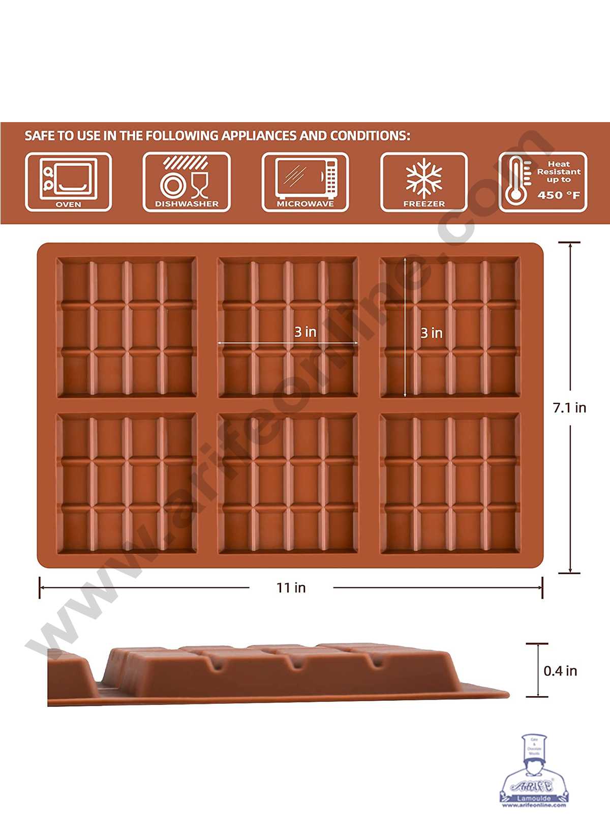 6 Cavity Silicone Moulds, Rectangle Section for Soap Making, Cake Mold  (MOQ 12 PCS)