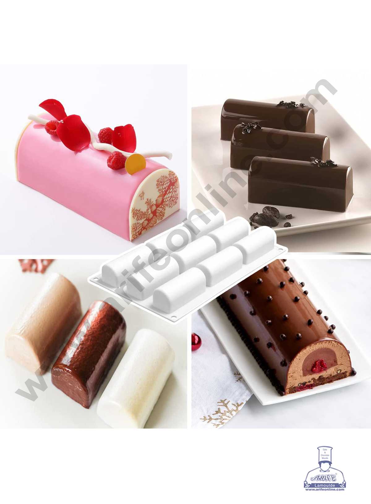 9 Cavity Log Mould Swiss Roll Shape Silicon Muffin Mould, Candy Pastries Molds 9  (MOQ 12 PCS)