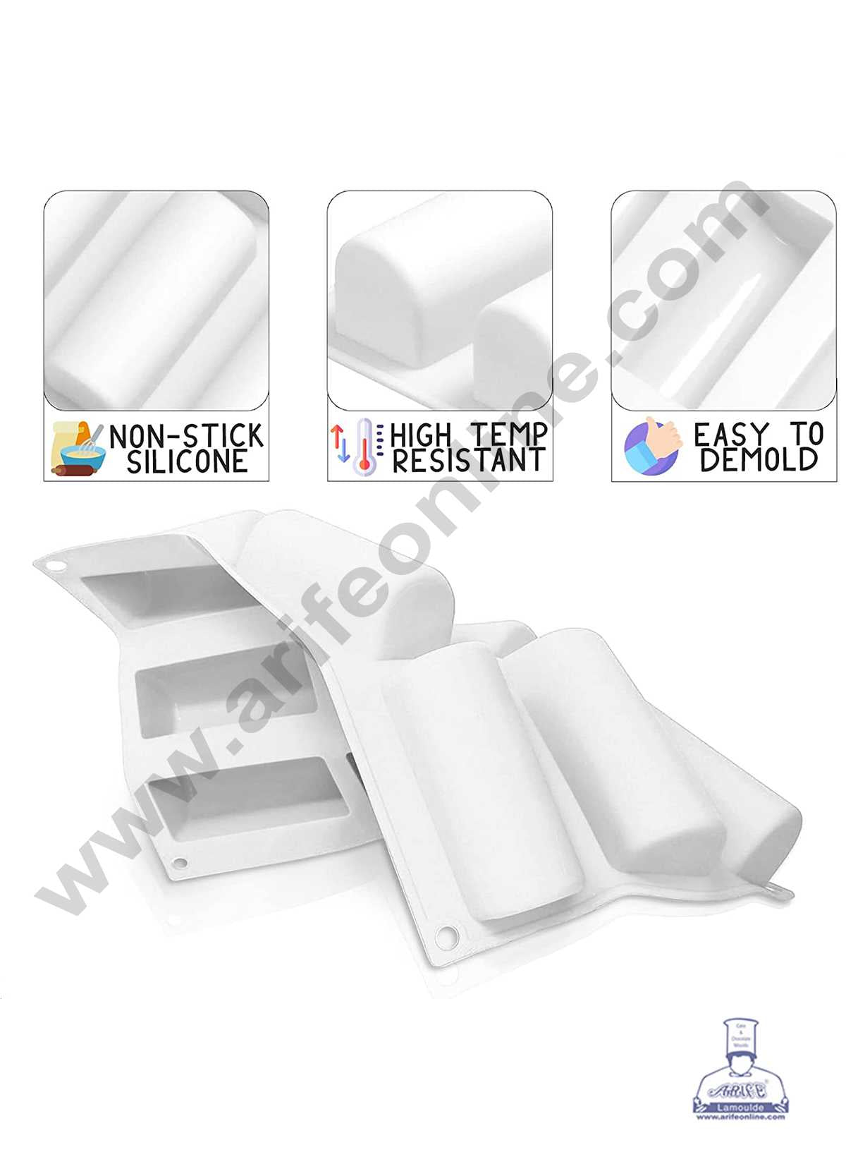 9 Cavity Log Mould Swiss Roll Shape Silicon Muffin Mould, Candy Pastries Molds 9  (MOQ 12 PCS)
