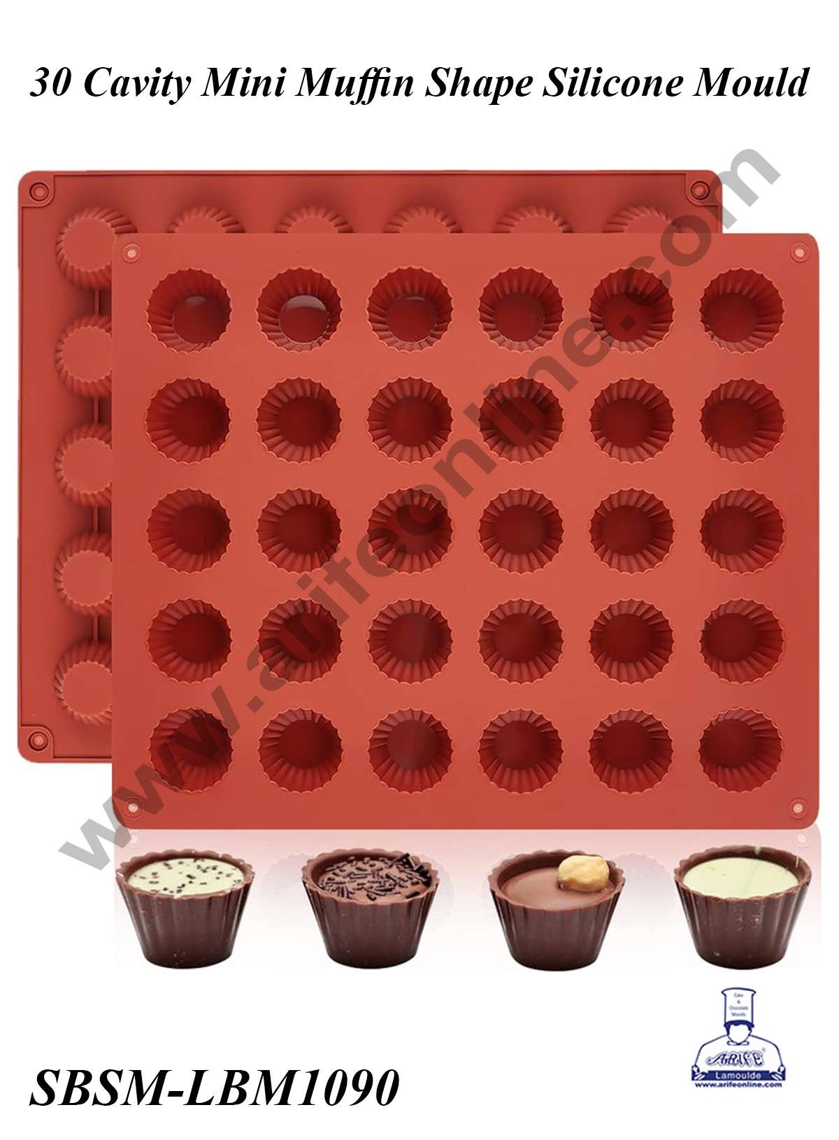 30 Cavity Mini Muffin Shape Silicone Mould | Muffin Mould - (SBSM-LBM1090) (MOQ 12 PCS) (AID)