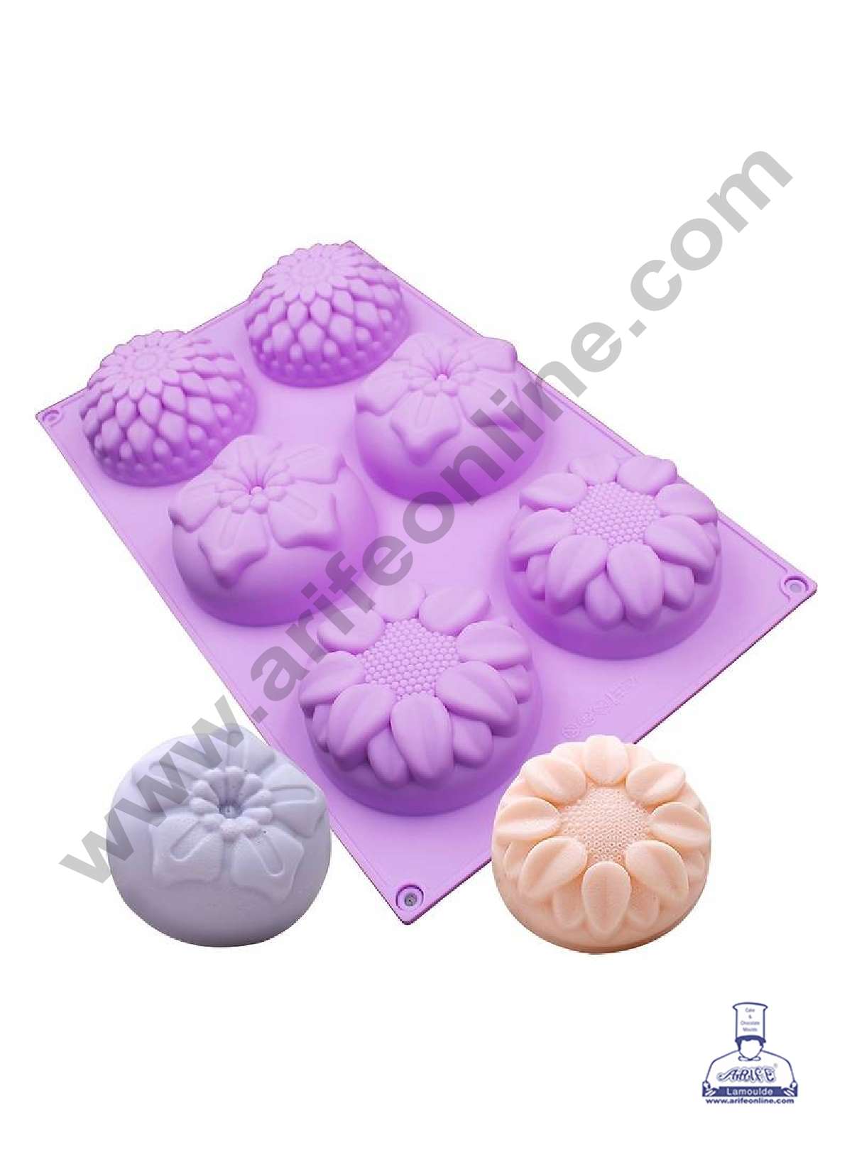 6 Cavity Mix Flower Shape Silicone Mould | Jelly & Soap Mould | Baking Mould - SBSM-ck10-236  (MOQ 12 PCS)