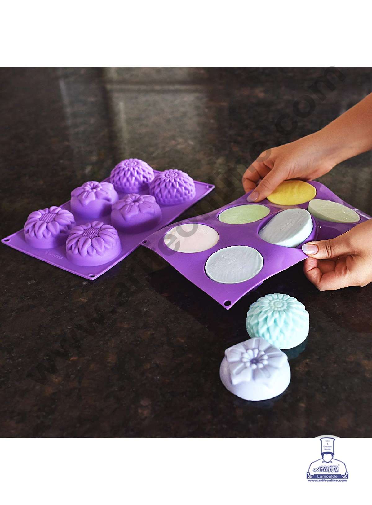 6 Cavity Mix Flower Shape Silicone Mould | Jelly & Soap Mould | Baking Mould - SBSM-ck10-236  (MOQ 12 PCS)