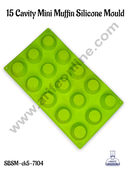 15 Cavity Mini Muffin Shape Silicone Mould | Soap Mould | Baking Mould - SBSM-ck5-7104 (MOQ 12 PCS)