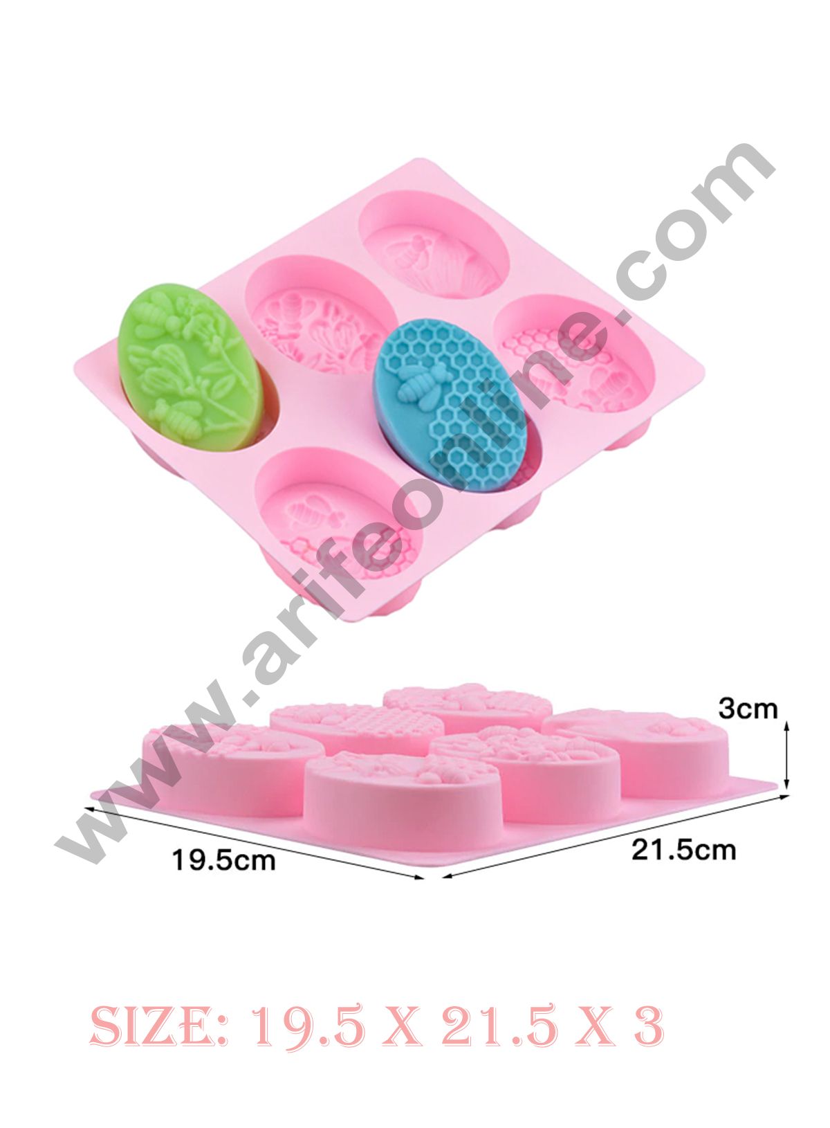 Cake Decor 6 Cavity Oval Bee Honeycomb Design Silicone Moulds for Soaps and Chocolate Jelly Desserts Mould