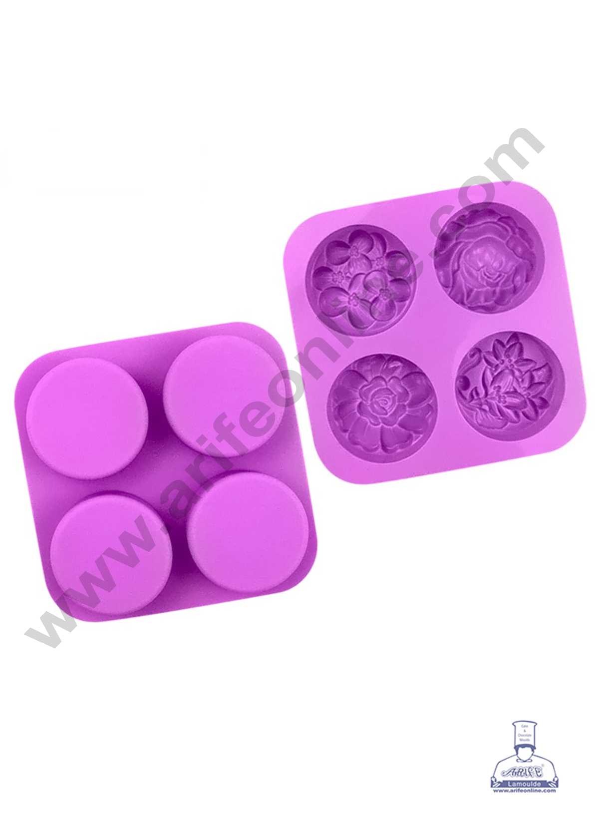 4 Cavity Silicone Moulds, Different Flower Shapes for Soap Making, Cake Mold Handmade DIY Baking Tools