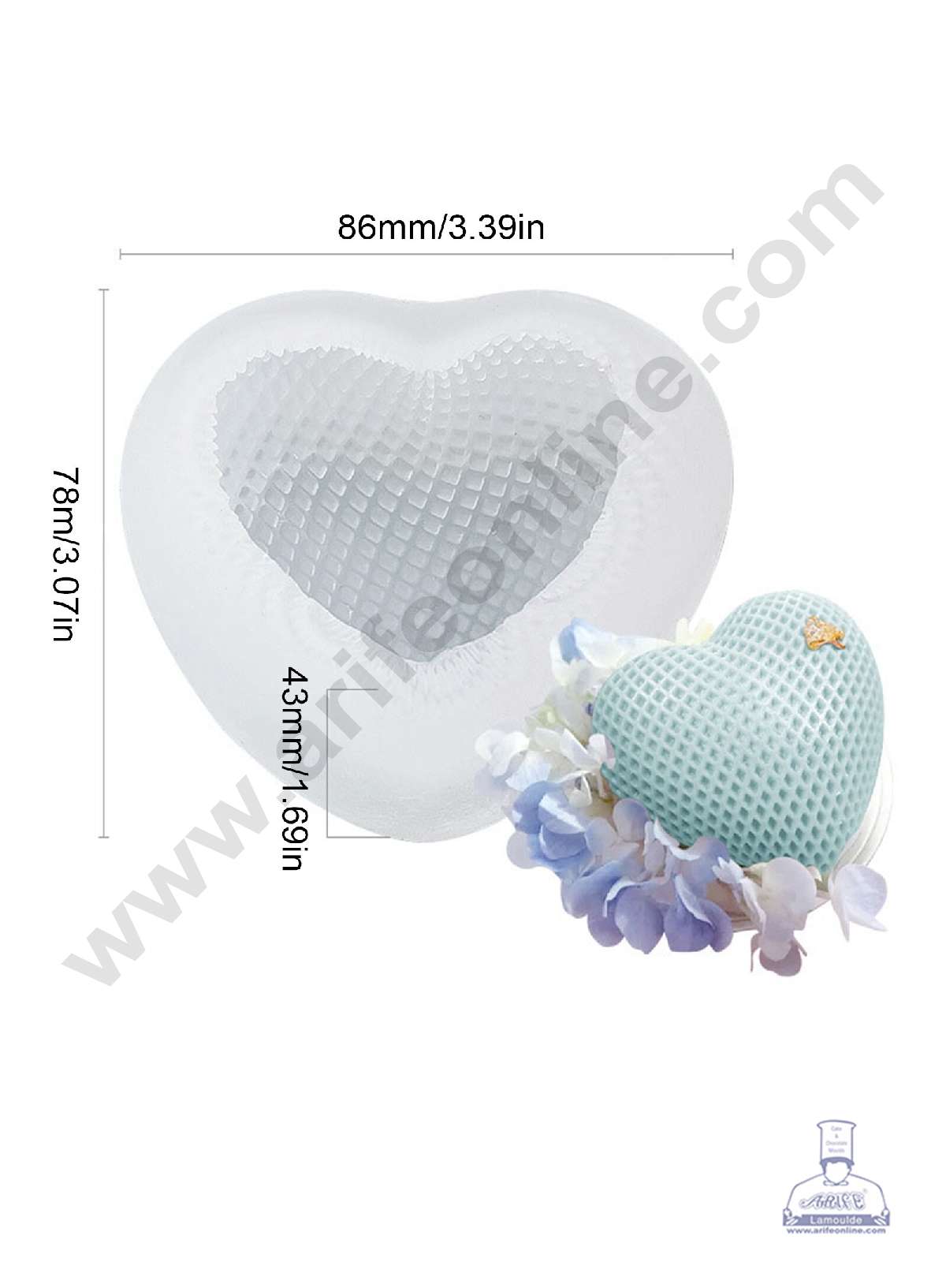 3D Silicon 1 Cavity Heart Shaped Silicon Candle Moulds SBSP-DYF6169 (MOQ 12 PCS) (ADD)