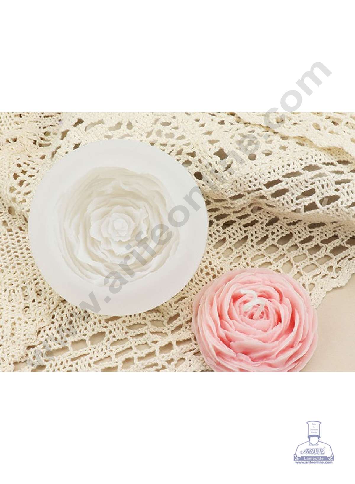 3D Silicon 1 cavity Austin Rose Flower Buttercup Mould Silicone Candle Mould, Soap Mould SBSP-DYF6617 (MOQ 12 PCS) (LD)