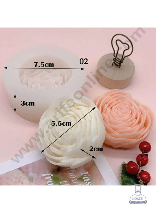 3D Silicon 1 cavity Austin Rose Flower Buttercup Mould Silicone Candle Mould, Soap Mould SBSP-DYF6617 (MOQ 12 PCS) (LD)