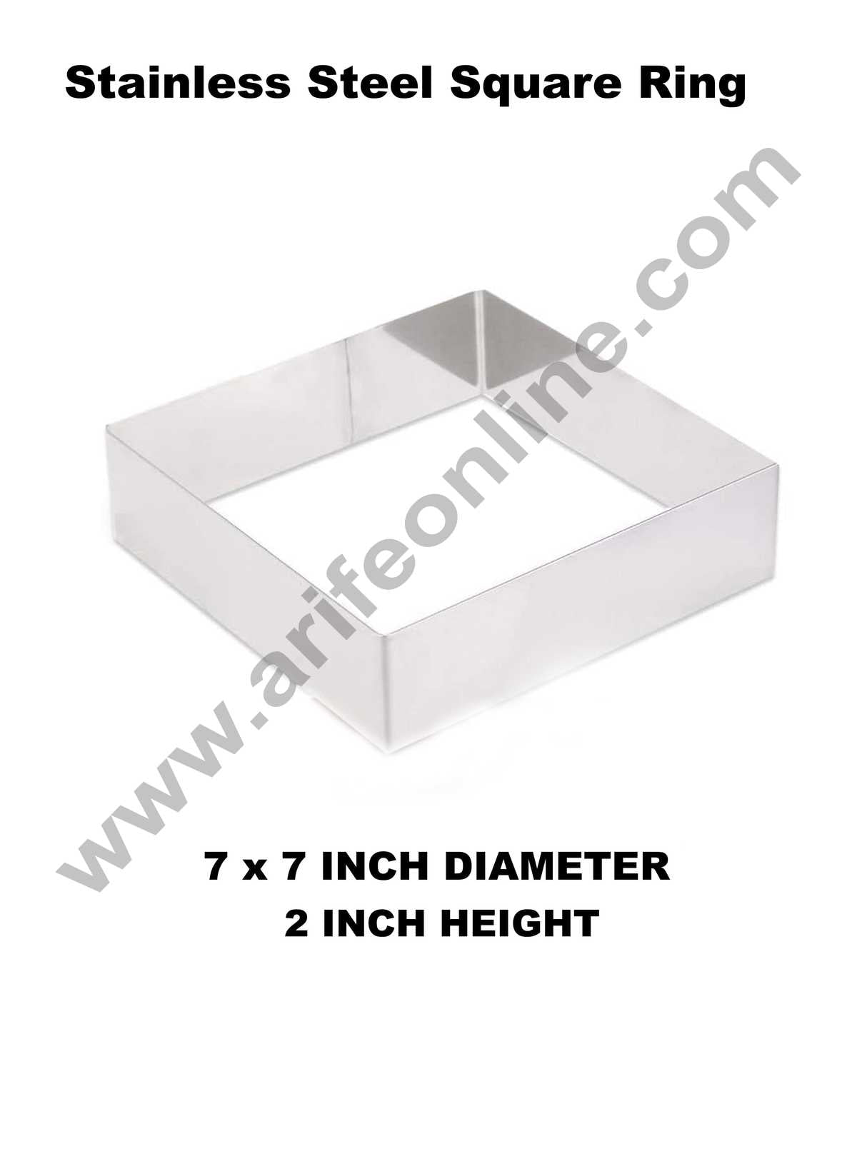 Cake Decor Square Cake Ring Stainless Steel Cutter Heavy Ring (7x7 inch Diameter X 2 inch Height )
